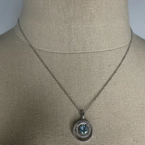 Zales blue and silver round necklace